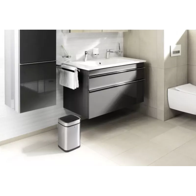 Cestino Durable NO TOUCH 6L rettangolare acciaio inox argento nero