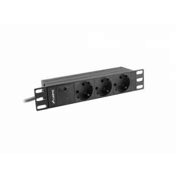 Lanberg PDU-03E-0200-BK unità di distribuzione dell'alimentazione (PDU) 3 uscite AC 1U nero