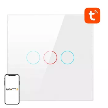 Interruttore luce intelligente Avatto TS02-EU-W3 WiFi a 3 vie — interruttore Wi-Fi da parete per controllo multiplo