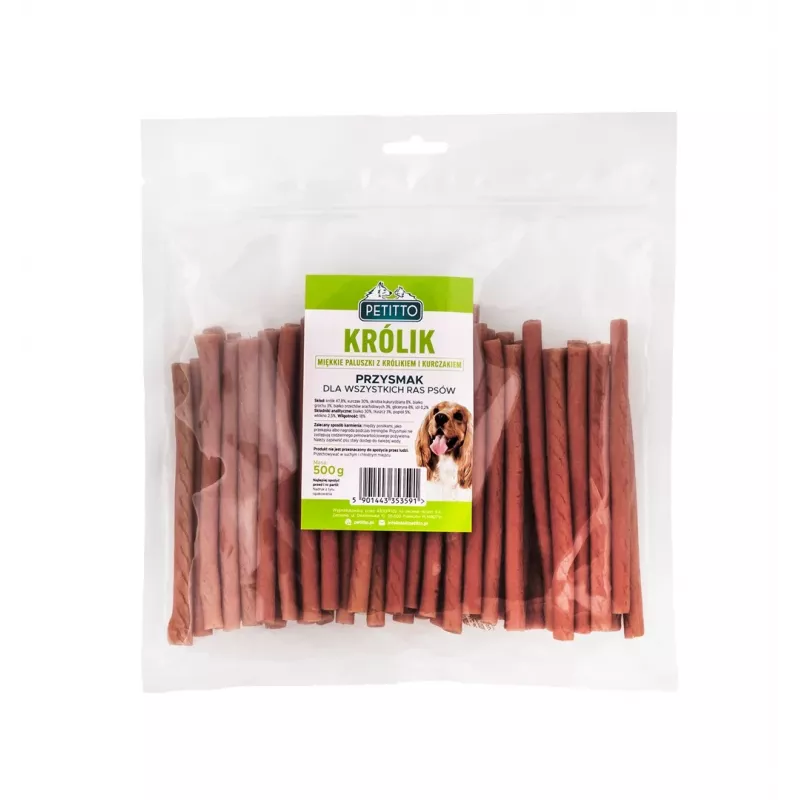 PETITTO Dita morbide di coniglio snack per cani, 500 g