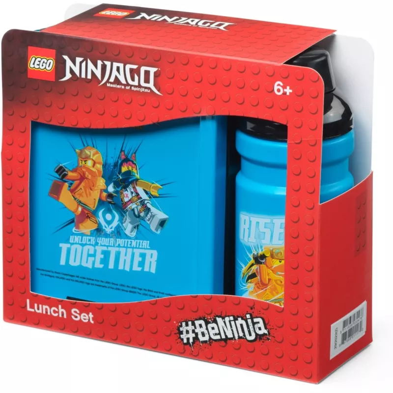 Room Copenhagen LEGO Ninjago Classic set lunch box con bottiglia, blu/nero, 2 pezzi