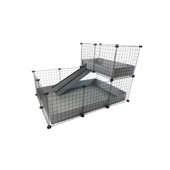 Gabbia modulare C&C per piccoli animali a un piano 3x2 con soppalco e rampa