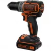 Black & Decker BL186K-QW trapano avvitatore a batteria, 18 V, batteria Li-ion 1,5 Ah, 2 velocità, 1650 giri/min, 52 Nm, con valigetta, nero/arancione