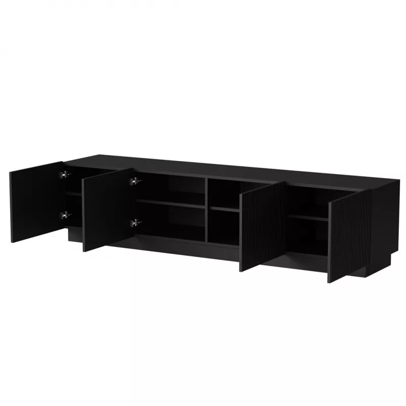 Mobile TV cama meble LIVERTI 2000x420x480 mm, piano in truciolare nero, cornice nera