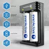 Caricabatterie everActive LC200 domestico USB, 2 vani, Li-Ion, supporta A/AA/AAA/AAAA/C/D, ingresso 5 V, uscita 4,2 V, nero
