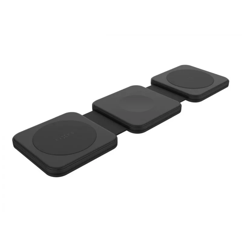 Caricabatterie pieghevole wireless FIXED FIXFLE-SA-BK 3-in-1 per Samsung — caricabatterie portatile compatto per telefono, auricolari, dispositivi indossabili