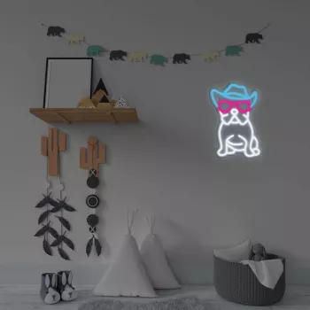 Neon Lights MANTA SNL114MT bulldog con occhiali insegna neon