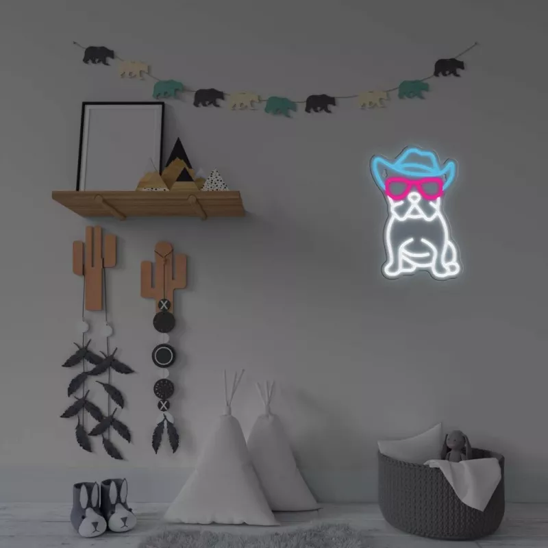 Neon Lights MANTA SNL114MT bulldog con occhiali insegna neon