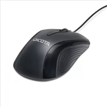 DICOTA - mouse - ambidestro - laser - 3 tasti - con filo - USB - nero (D32011)