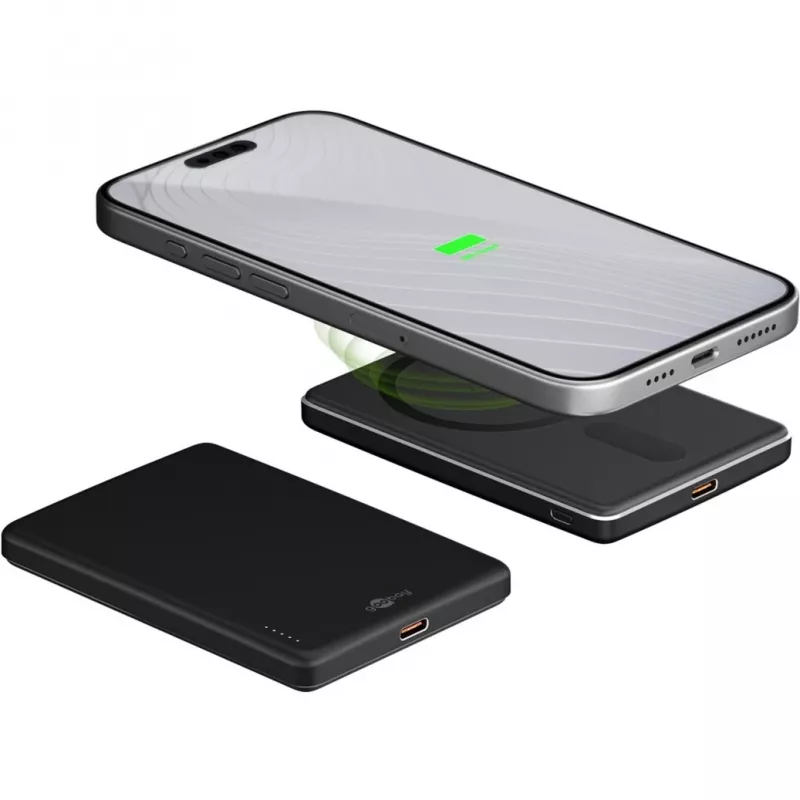 Goobay powerbank wireless magnetica | 70182 | 5000 mAh | USB-C | nero