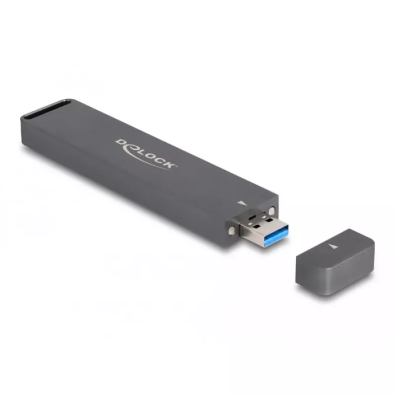 Delock - case per memoria - case esterno per SSD M.2 NVME PCIe o SSD SATA con connettore maschio USB 10 Gbps Type-A - M.2 - scheda M.2 NVMe / SATA 6Gb/s - USB