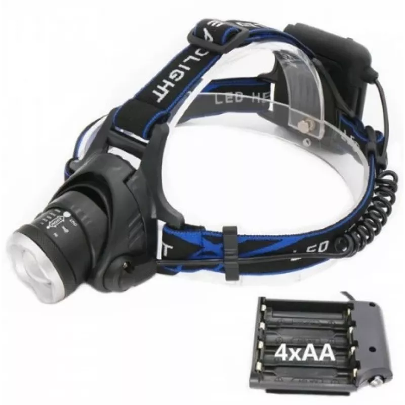 Lampada frontale ESPERANZA EOT005 — LED Cree T6, 3W, 600 lm, AA x2, corpo in alluminio, impermeabile, resistente agli urti, fascia regolabile
