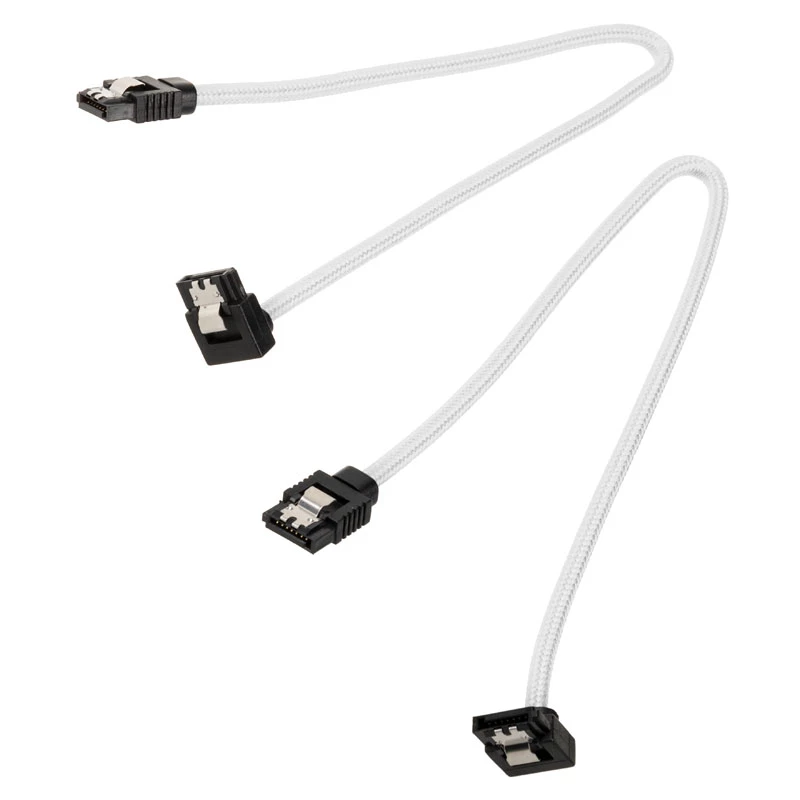 Corsair CC-8900279 cavo SATA Premium con guaina, angolato, 30 cm, bianco, confezione da 2
