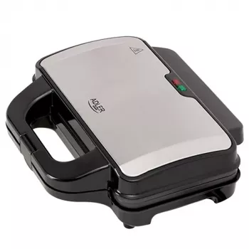 Sandwich maker Adler AD 3043, 1300 W, piastre antiaderenti, 2 sandwich, superficie di cottura 285 × 152 mm, nero