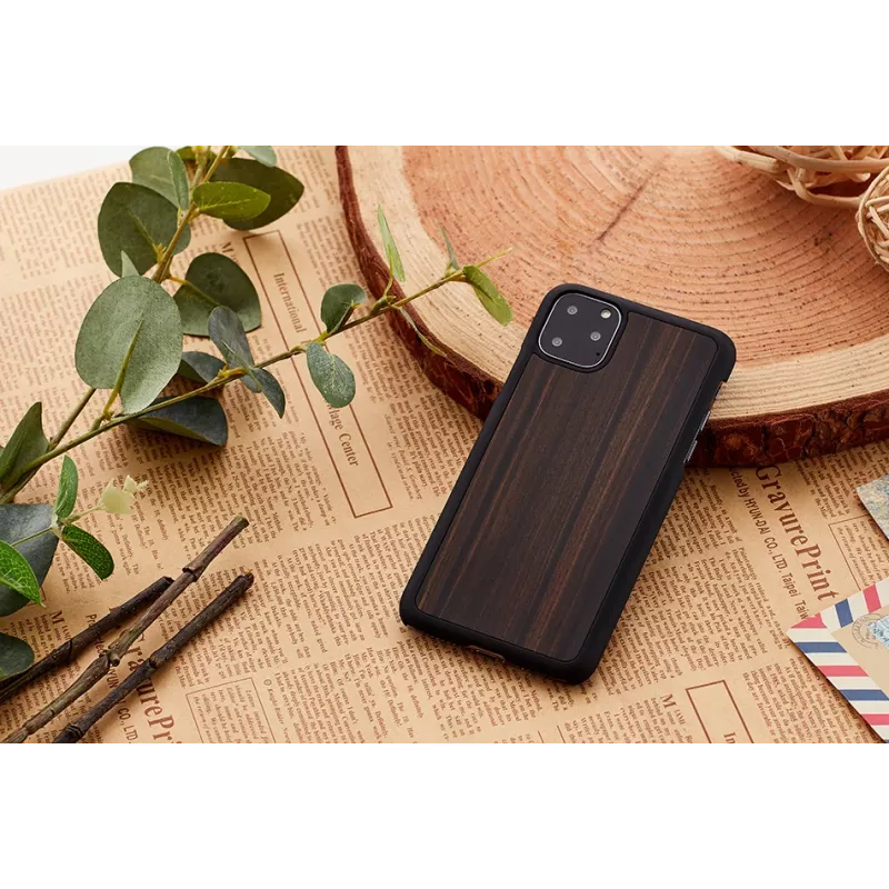 Custodia per cellulare man and wood per iPhone 11 Pro – ebano nero, guscio posteriore rigido protettivo
