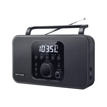Radio portatile Muse M-091 R — FM/AM, display LCD, a rete o batterie AA/D, volume a manopola, 1,1 kg, nero
