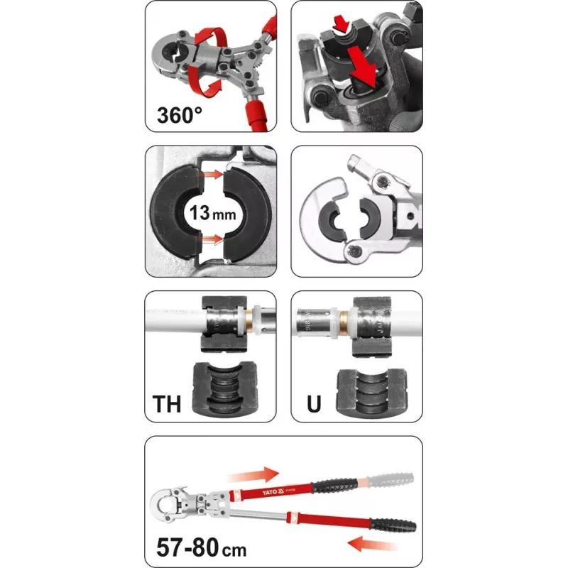 Yato PEX-AL-PEX pinza crimpatrice manuale con set da 8 ganasce