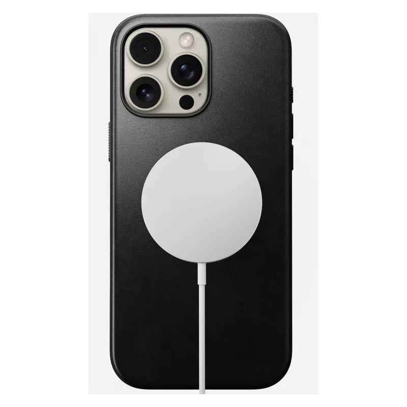 Custodia per smartphone Nomad Modern Leather Case per iPhone 16 Pro Max, 6,9 pollici (17,5 cm), nero, pelle+PC+TPU