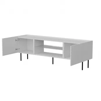 Mobile TV cama meble LUCCA 180x40x59 cm — piano in truciolare bianco, struttura bianca