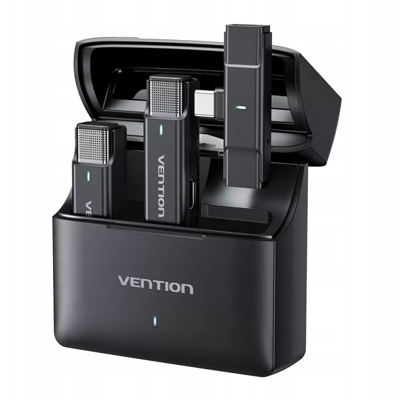 Set con 2 microfoni USB-C Vention + custodia di ricarica