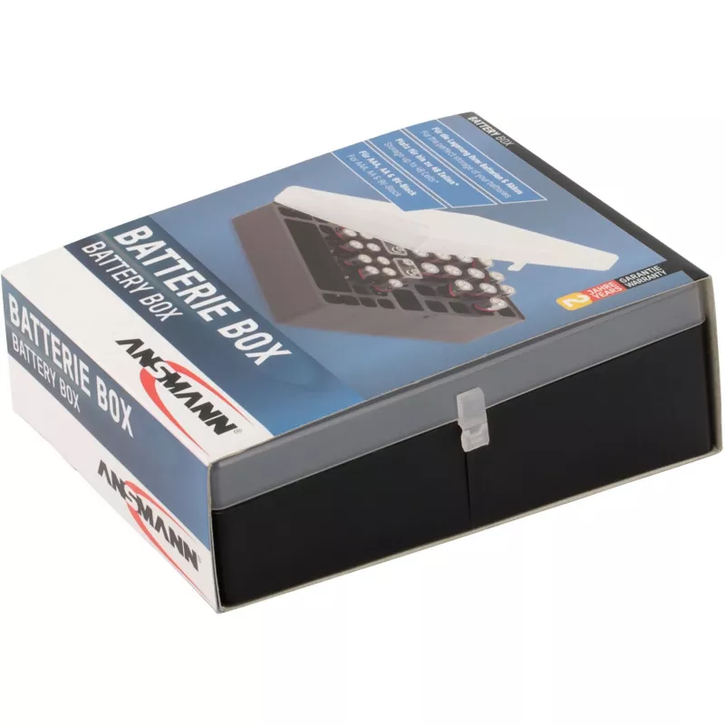 Ansmann Battery Box 48 Box per batterie per 24x AA, 16x AAA e 4x 9V, Nero/Trasparente