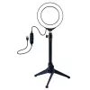 Ring light LED 12 cm con treppiede da tavolo fino a 24,5 cm, USB