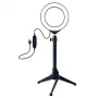 Ring light LED 12 cm con treppiede da tavolo fino a 24,5 cm, USB