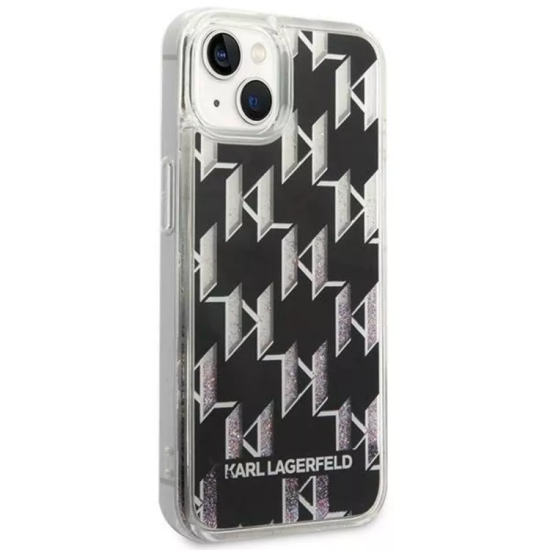 Karl Lagerfeld KLHCP14MLMNMK iPhone 14 Plus 6.7 custodia rigida nero / nero Liquid Glitter Monogram