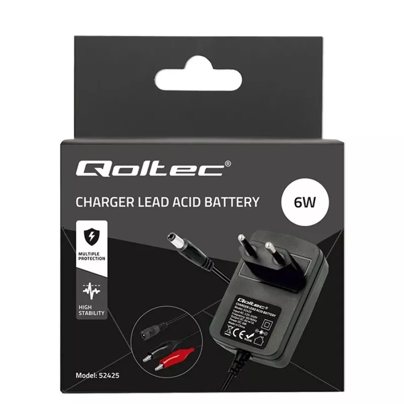 Caricabatterie QOLTEC Charger AGM GEL STD 6V 1A per batterie al piombo-acido 6V, AGM e Gel