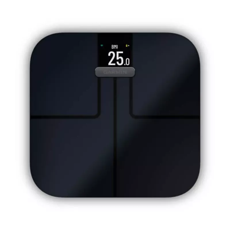 Bilancia pesapersone elettronica GARMIN Index S2 — nera, max. 181,4 kg, Wi-Fi/Bluetooth, composizione corporea