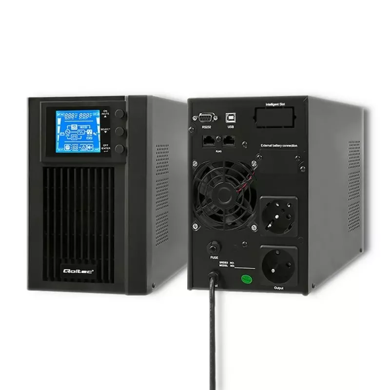 Qoltec 53042 UPS (gruppo di continuità) doppia conversione (online) 1 kVA 800 W 2 uscite AC