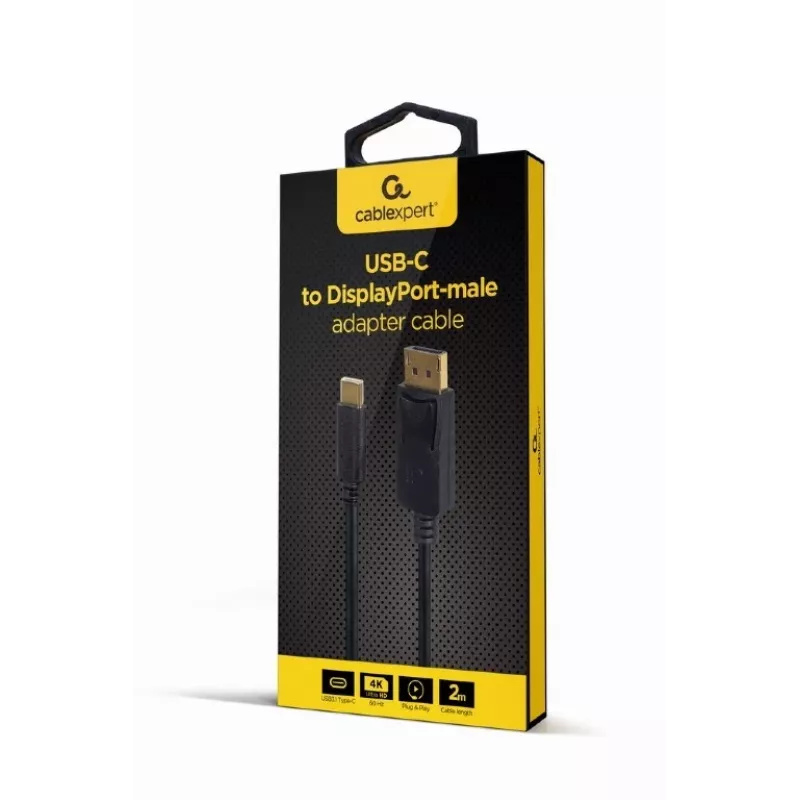 Adattatore grafico USB Gembird A-CM-DPM-01 con USB-C, supporta fino a 3840×2160, USB 2.0 / 3.2 Gen 2, nero, cavo 2 m