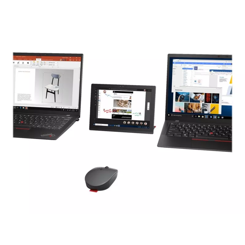 Lenovo Go mouse wireless multi-dispositivo da ufficio ambidestro RF Wireless + Bluetooth + USB Type-A ottico 2400 DPI