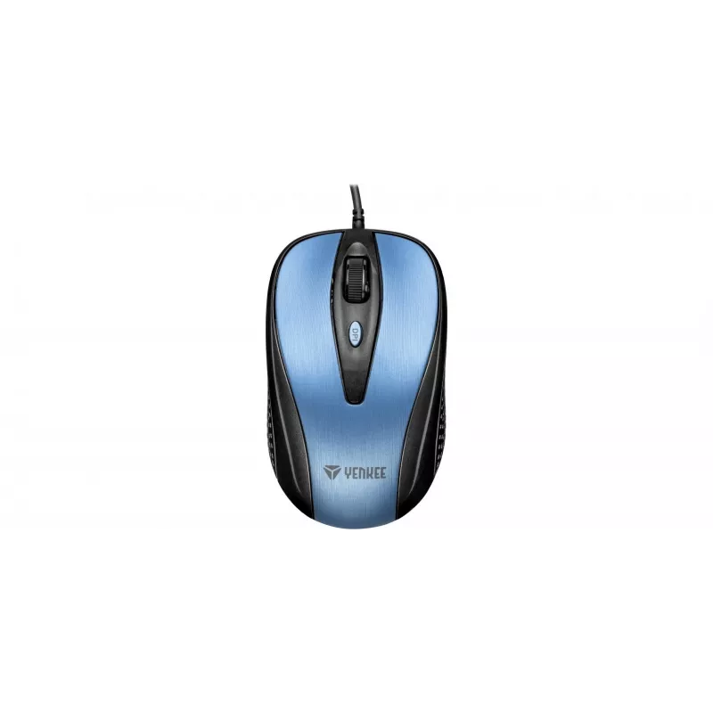Mouse USB con cavo, 4 tasti, ottico, simmetrico, blu