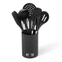 Set utensili da cucina Maestro MR-1542 — set da 8 pezzi in silicone per piano di lavoro, nero, appendibile con supporto portaoggetti