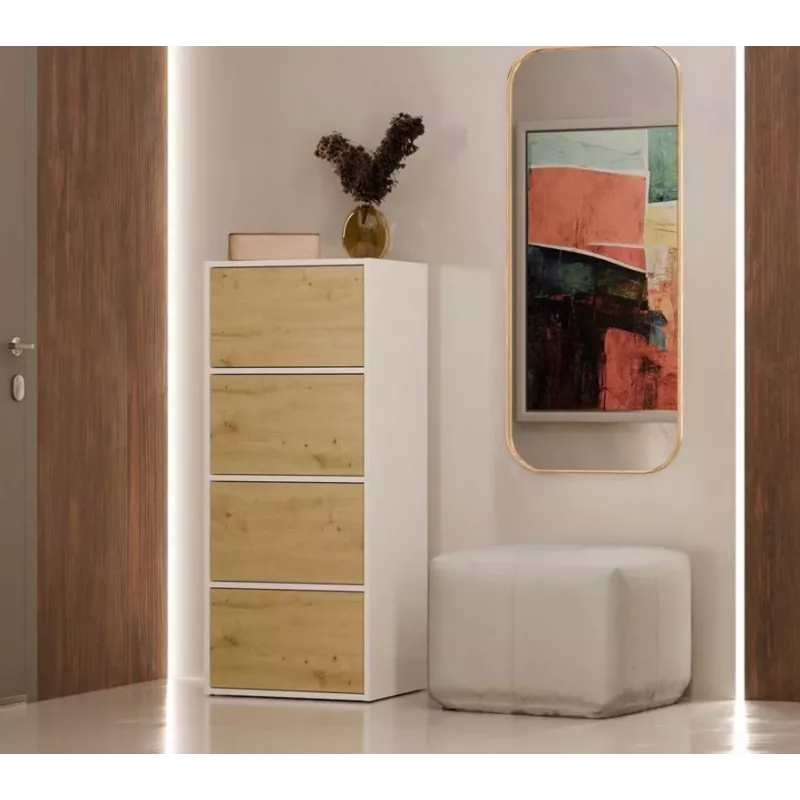 Comodino ALMA bianco/rovere artisan