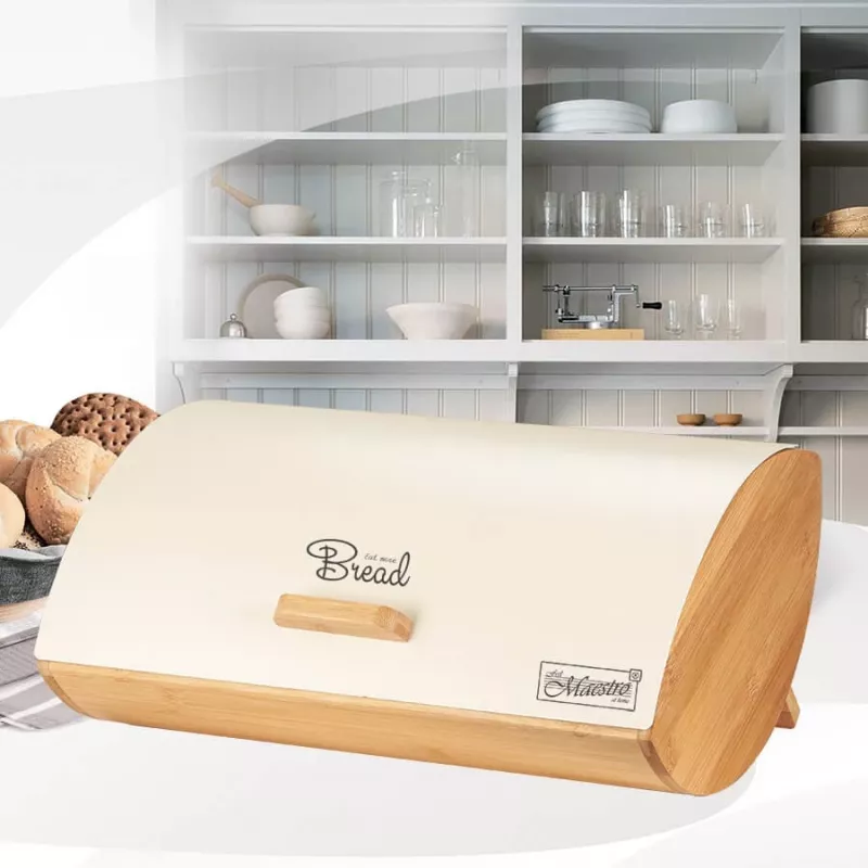 Maestro MR-1775-IVORY portapane avorio, legno bambù, metallo