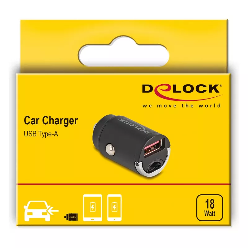 Caricabatterie mobile universale DeLOCK 64277 nero accendisigari ricarica rapida auto