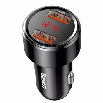 Caricabatterie USB da auto Baseus CCMLC20A-01 — per smartphone, ingresso 12–24 V, uscita fino a 20 V, nero
