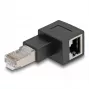 Adattatore DeLOCK da connettore maschio RJ45 a connettore femmina RJ45 Cat.6A angolare 90° a sinistra nero