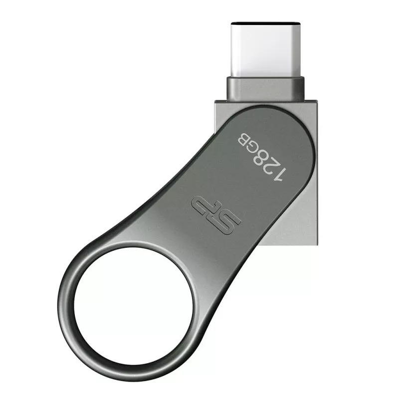 Silicon Power Mobile C80 chiavetta USB da 128 GB, USB Type-A / USB Type-C, USB 3.0 (3.1 Gen 1), titanio