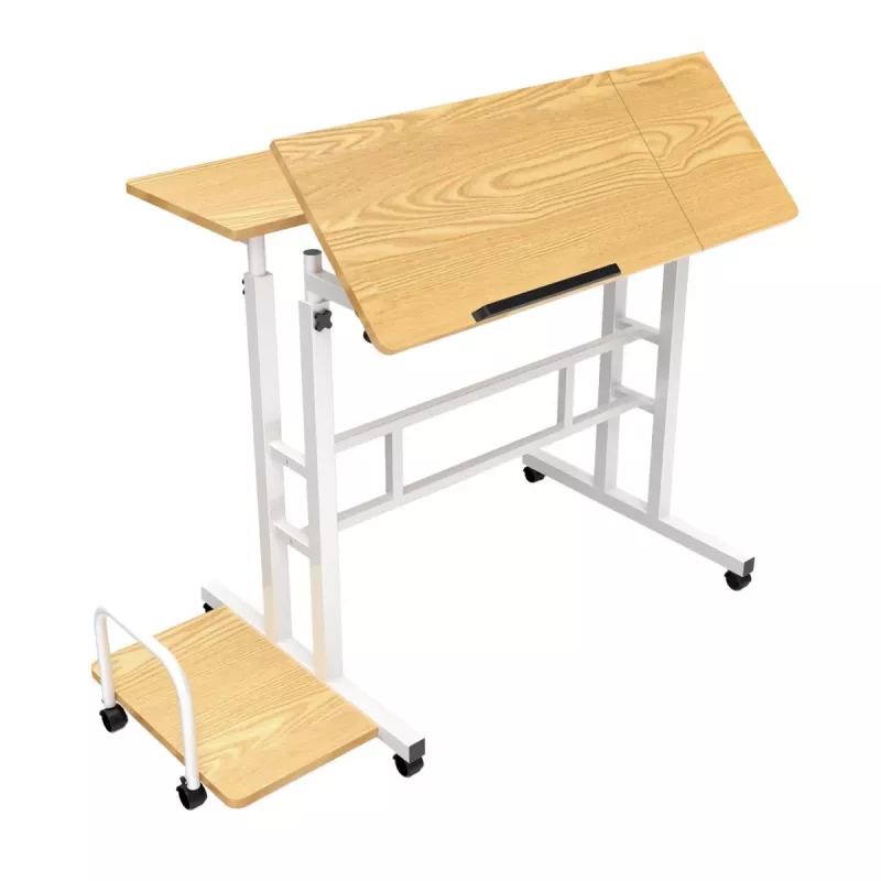 Tavolino mobile per laptop Maclean, bianco, 80x60cm, max 50kg, altezza regolabile 67-115cm, MC-124 W