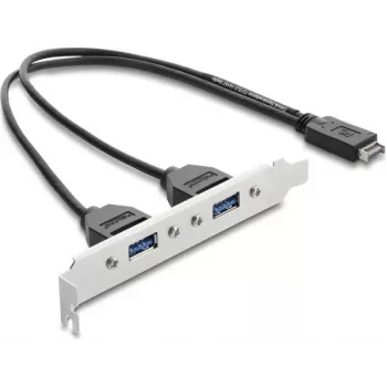 Adattatore DELOCK USB Type-E Key A ST a 2× USB-A 5Gbit/s con staffa (modello 67345)