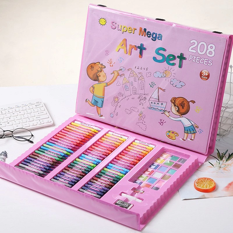 Set artistico Extralink 208 pezzi — set da pittura con pennelli, colori, pennarelli