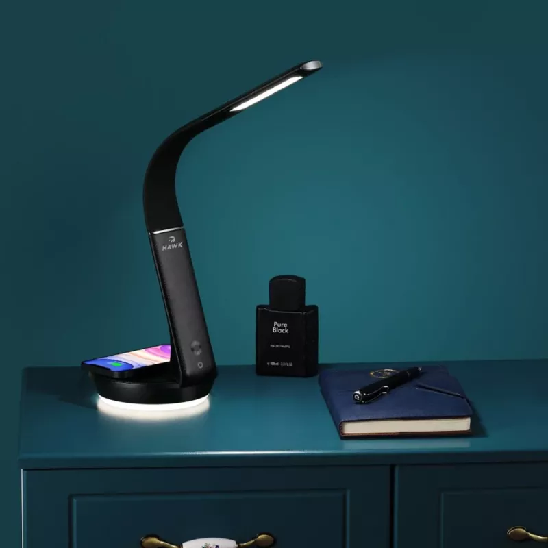 Lampada da tavolo Hawk HW-LAMP02 nero — dimmerabile, braccio orientabile