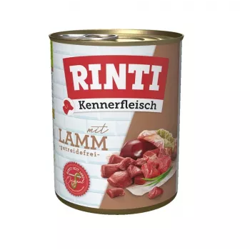 Cibo umido per cani RINTI Lamb Adult 800 g — alimento completo, 77% umidità, 11% proteine, senza cereali e soia