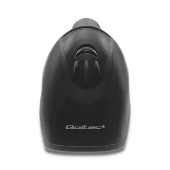 Lettore di codici a barre portatile QOLTEC 50868 — scanner laser 1D/2D, USB con filo e senza fili, distanza di lavoro 600 mm, nero
