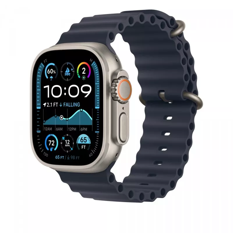 Cinturino Apple 49mm Navy Ocean Band prolunga finitura titanio naturale
