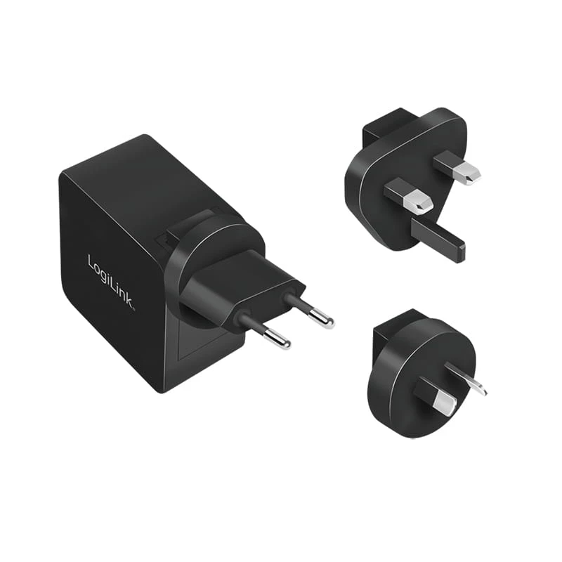 Caricabatterie da viaggio LogiLink PA0302 universale nero ricarica rapida AC