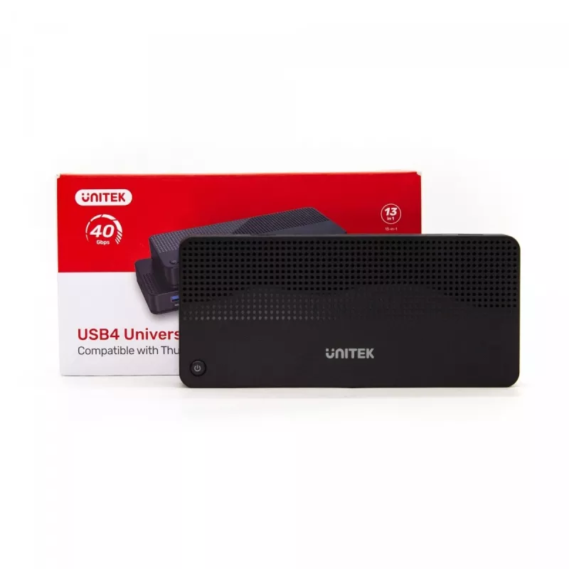 Docking station UNITEK D1079A USB4 con filo nero 100W Power Delivery